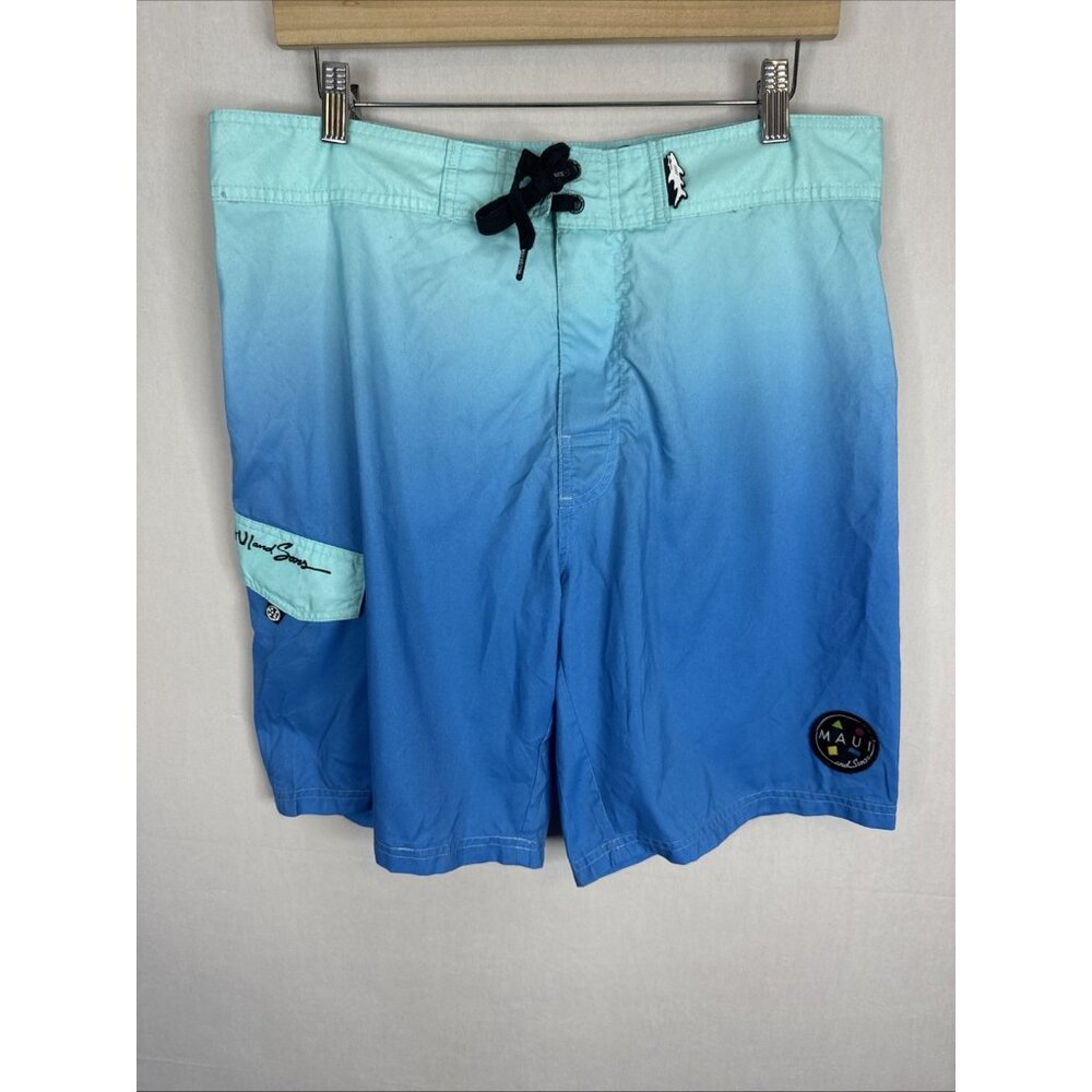 MAUI and Sons Board Shorts‎ Mens M Blue Gradient Surf Swim Trunks